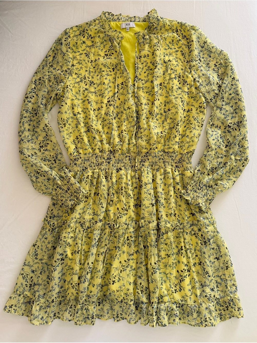 NSR Yellow Floral Ruffled Mini
Dress
